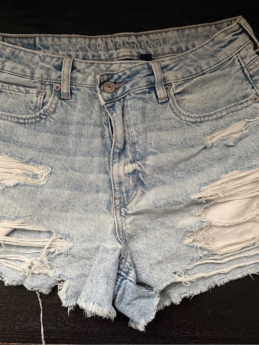 American Eagle Outfitters Light Wash Distressed Denim Shorts